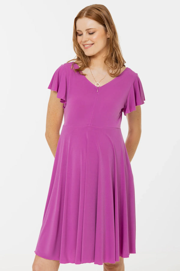 Rochie vaporoasă 2 în 1 pentru gravide și alăptare – violet