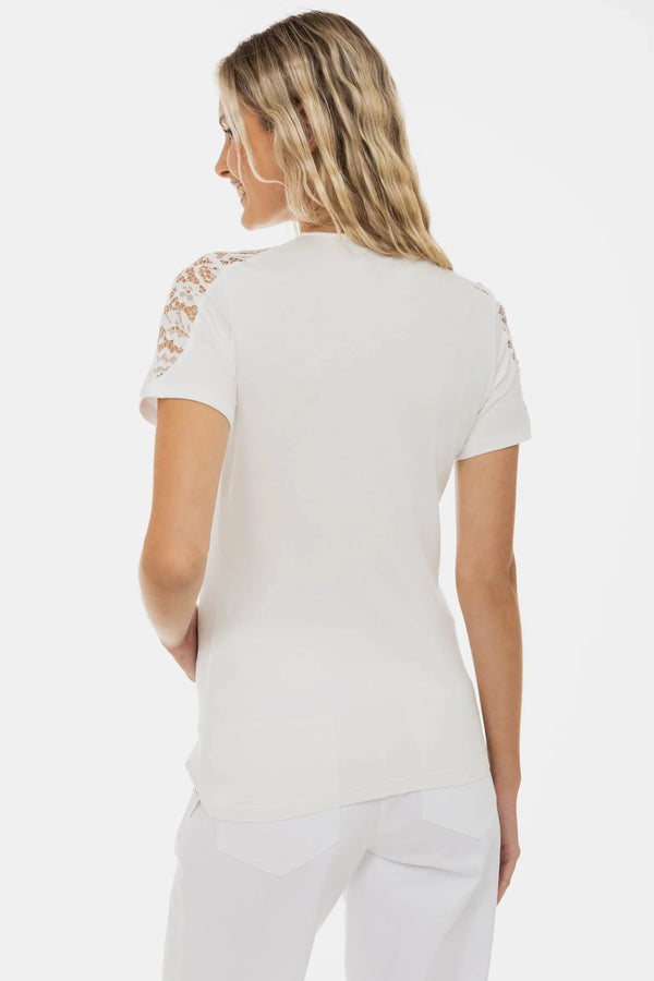 Bluză pentru gravide și alăptare cu detalii din dantelă - ecru
