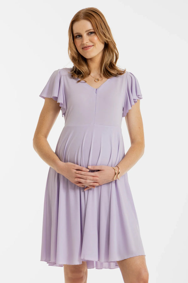 Rochie vaporoasă 2 în 1 pentru gravide și alăptare – liliac