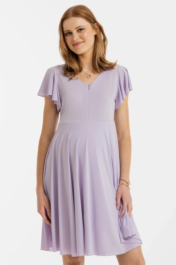 Rochie vaporoasă 2 în 1 pentru gravide și alăptare – liliac
