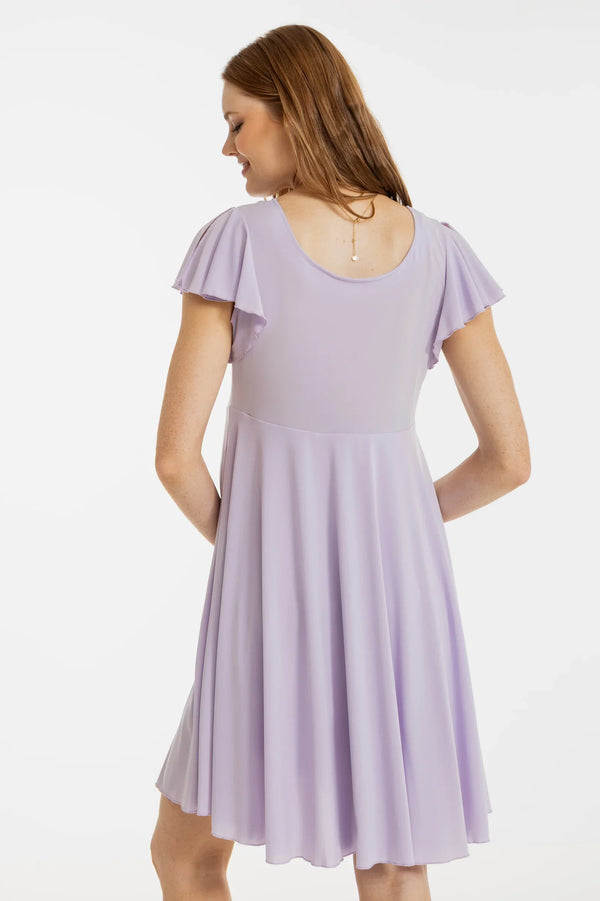 Rochie vaporoasă 2 în 1 pentru gravide și alăptare – liliac