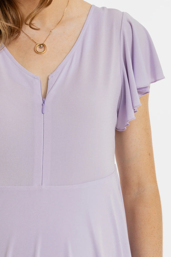 Rochie vaporoasă 2 în 1 pentru gravide și alăptare – liliac