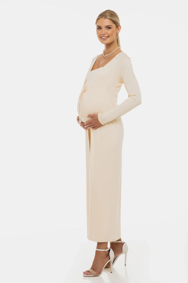 Set rochie și cardigan pentru gravide – crem
