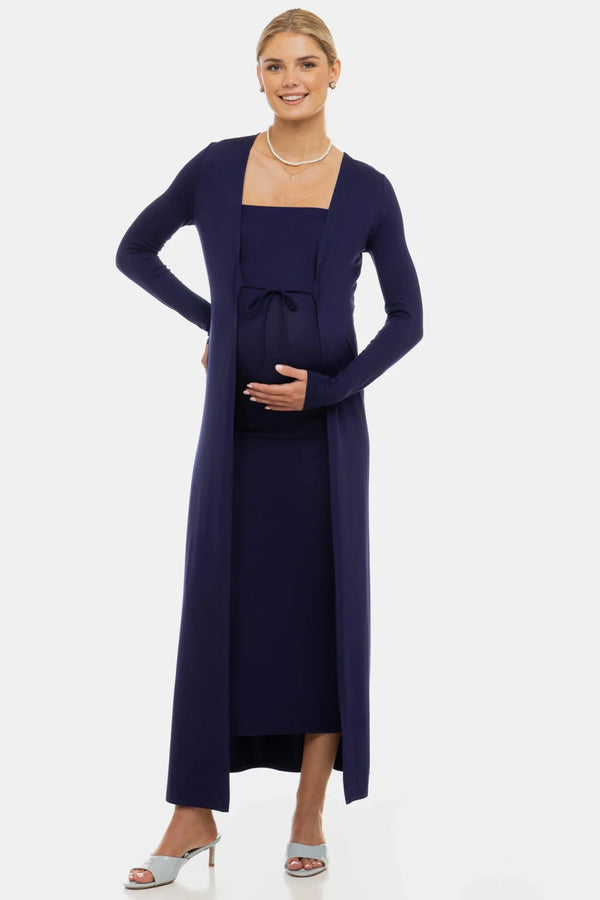 Set rochie și cardigan pentru gravide – bleumarin