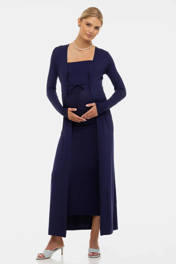 Set rochie și cardigan pentru gravide – bleumarin