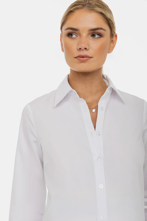 Cămașă din bumbac 2 în 1 pentru gravide și alăptare – albă