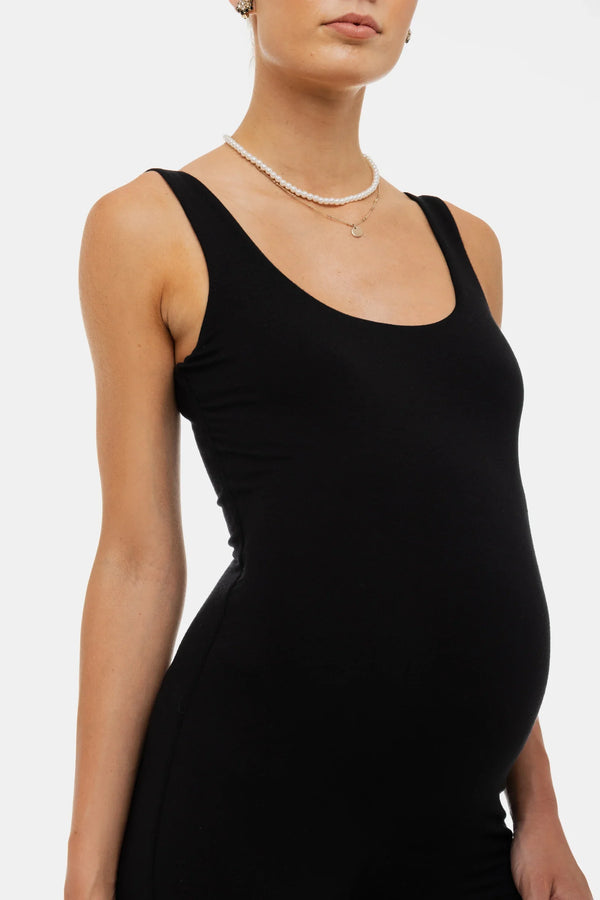 Salopetă dublă din bumbac pentru gravide - negru