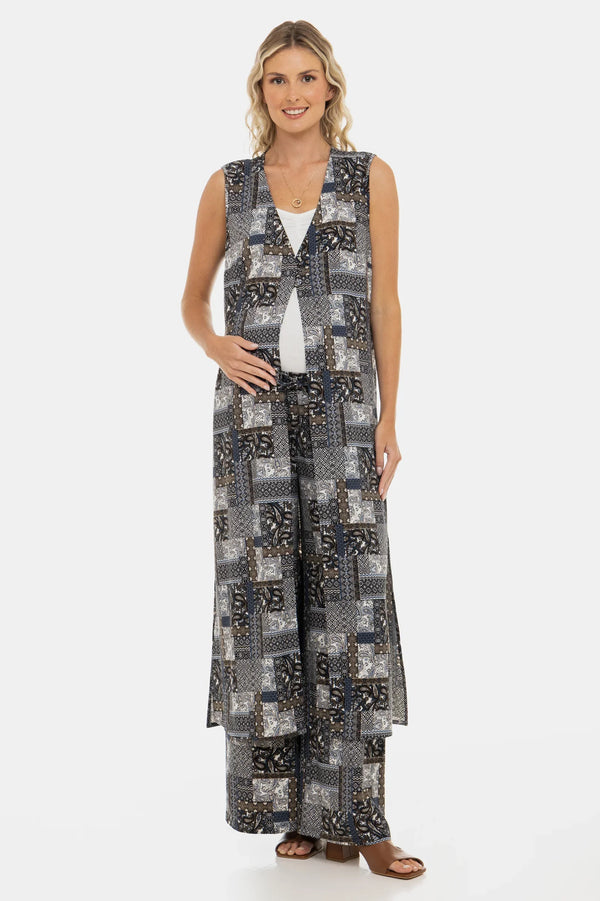 Kaftan de plajă pentru gravide cu imprimeu geometric