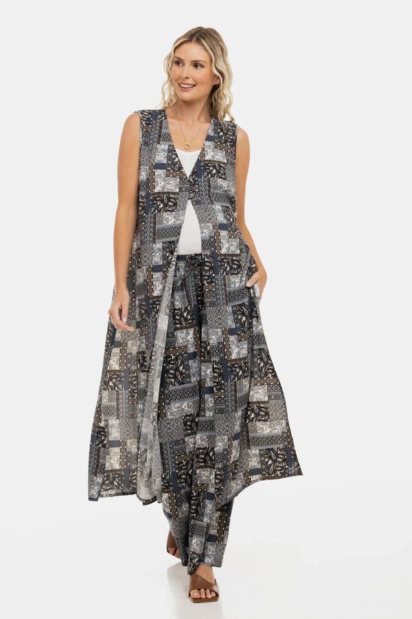 Pantaloni evazați pentru gravide cu imprimeu geometric