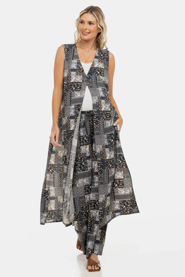 Kaftan de plajă pentru gravide cu imprimeu geometric