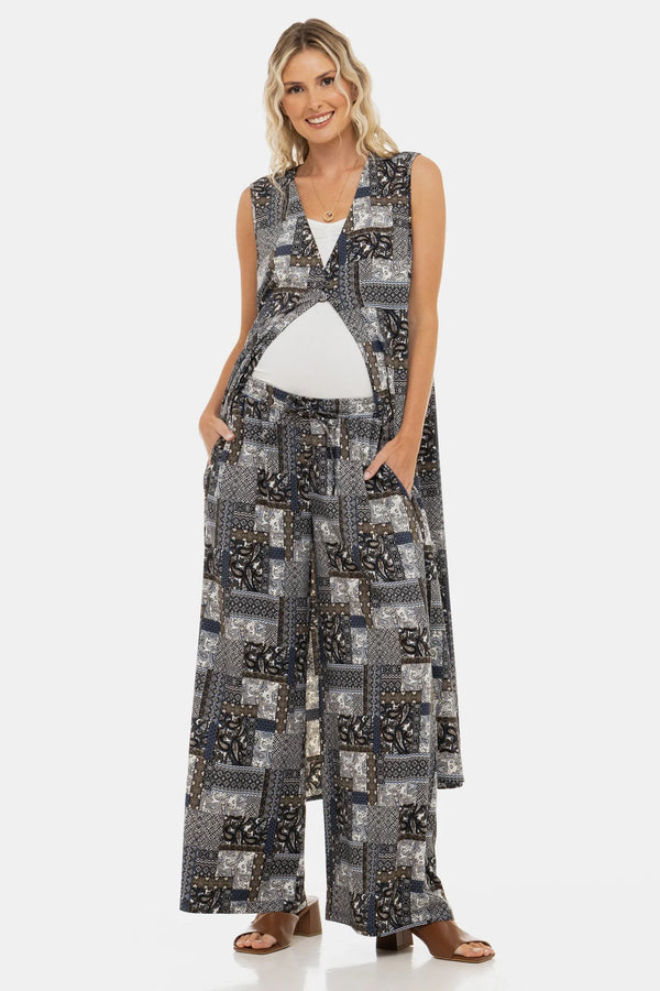 Kaftan de plajă pentru gravide cu imprimeu geometric