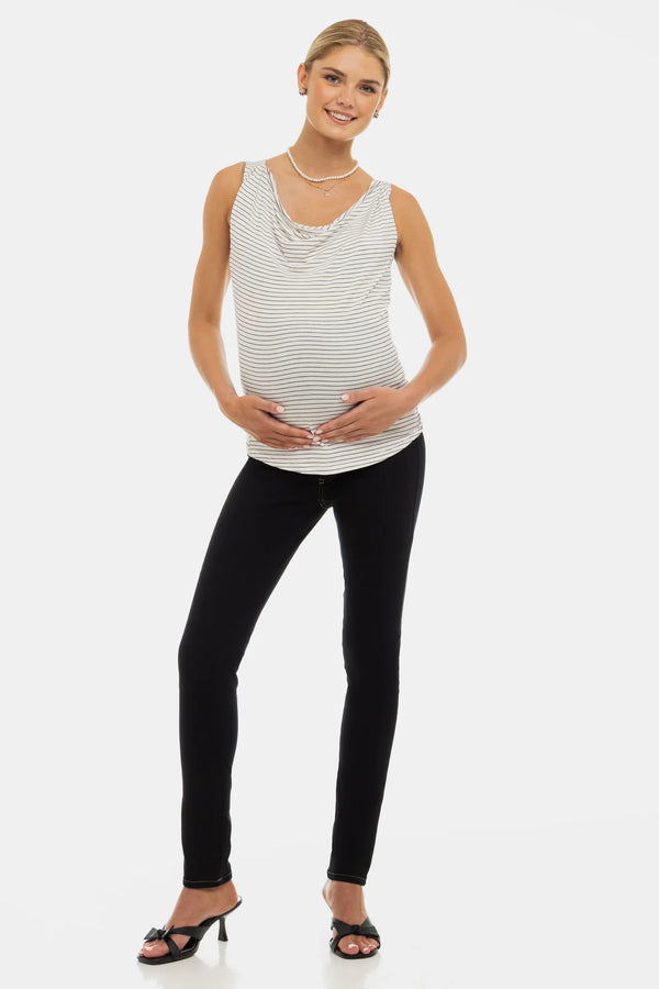 Top cu dungi pentru gravide și alăptare  cu decolteu drapat