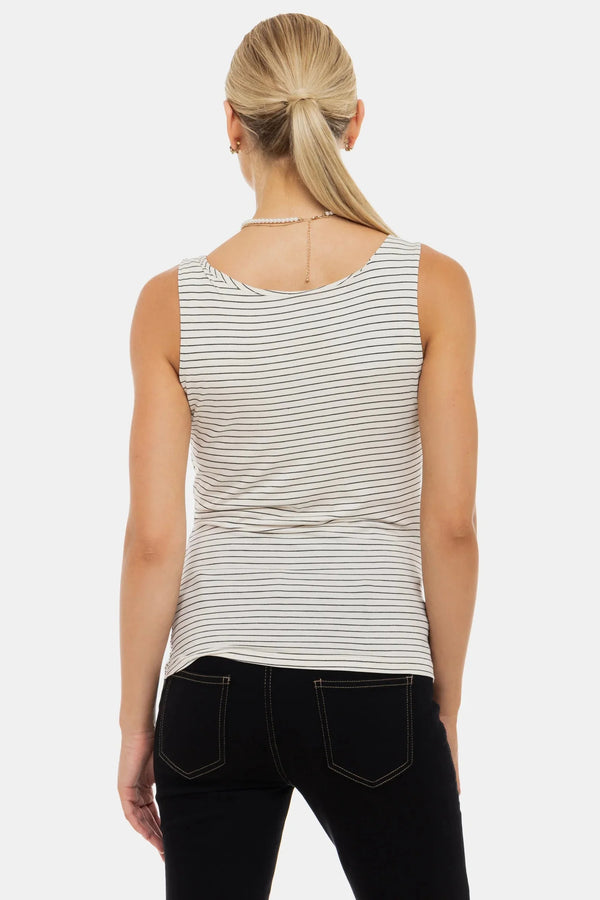 Top cu dungi pentru gravide și alăptare  cu decolteu drapat