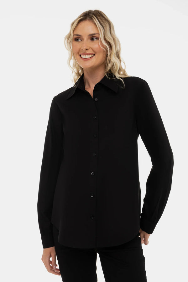 Cămașă din bumbac 2 în 1 pentru gravide și alăptare – neagră