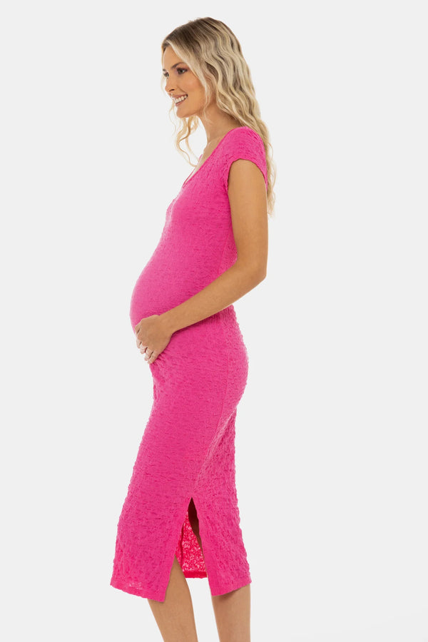 Rochie mulată pentru gravide cu fanta – fucsia