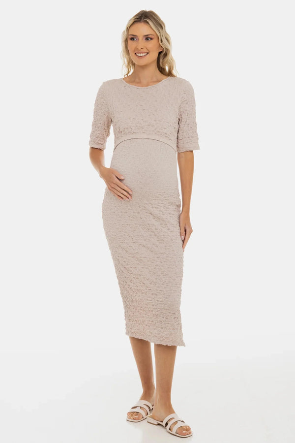 Rochie din bumbac pentru gravide și alăptare – material texturat