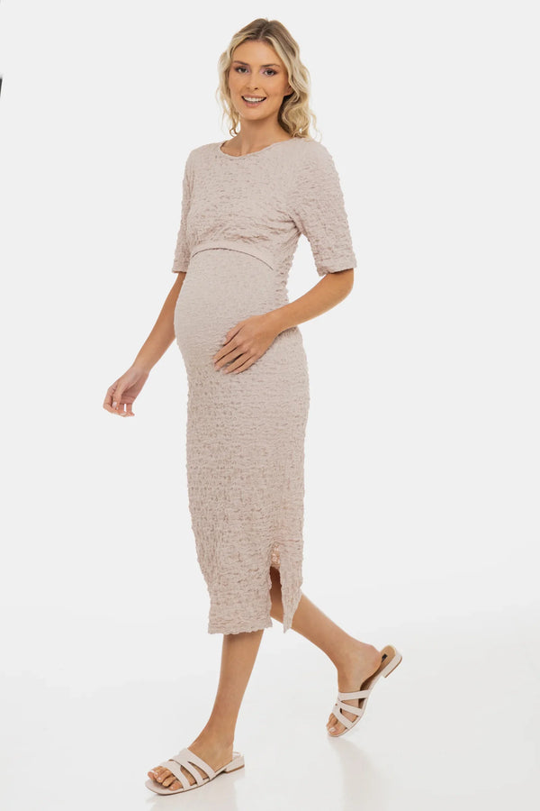 Rochie din bumbac pentru gravide și alăptare – material texturat