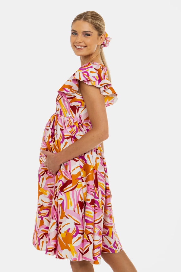 Rochie vaporoasă din satin pentru gravide și alăptare