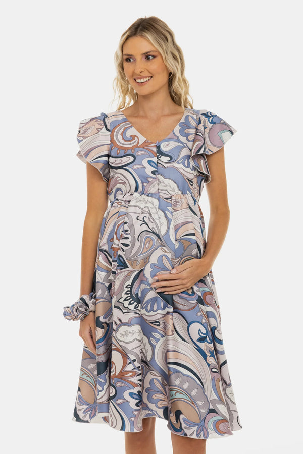 Rochie vaporoasă din satin pentru gravide și alăptare