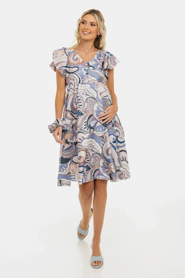 Rochie vaporoasă din satin pentru gravide și alăptare