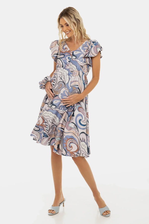 Rochie vaporoasă din satin pentru gravide și alăptare