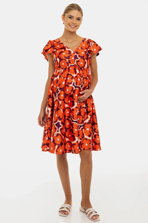 Rochie vaporoasă din satin pentru gravide și alăptare