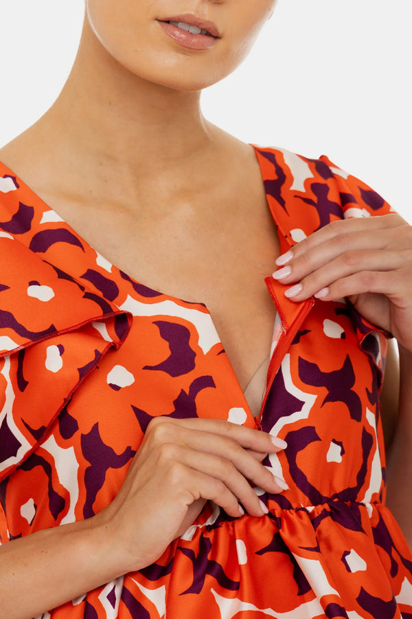 Rochie vaporoasă din satin pentru gravide și alăptare