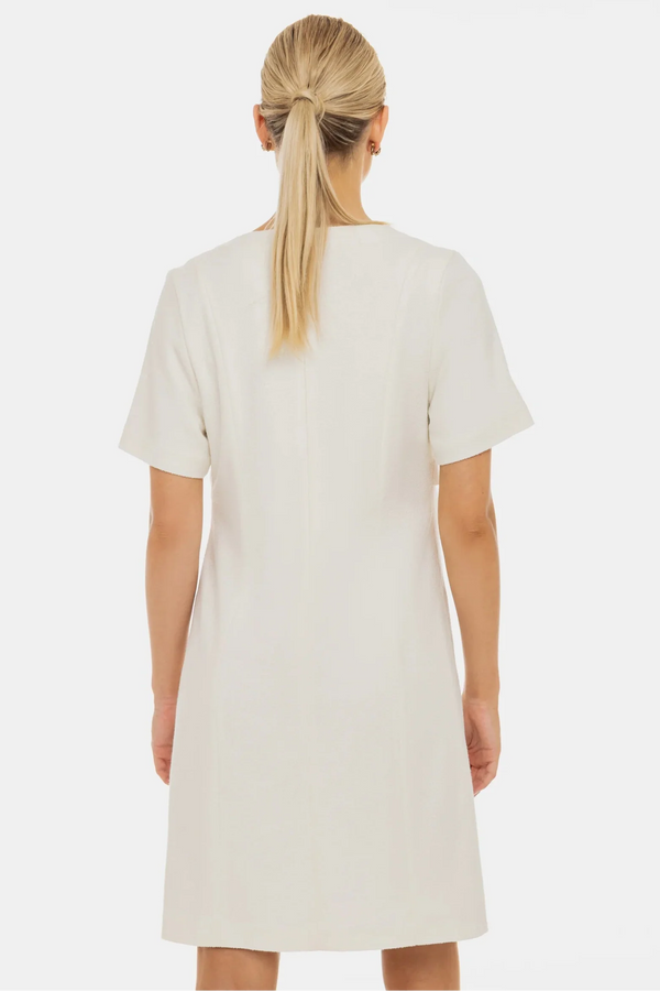 Rochie pentru gravide din stofă boucle cu detalii elegante aurii