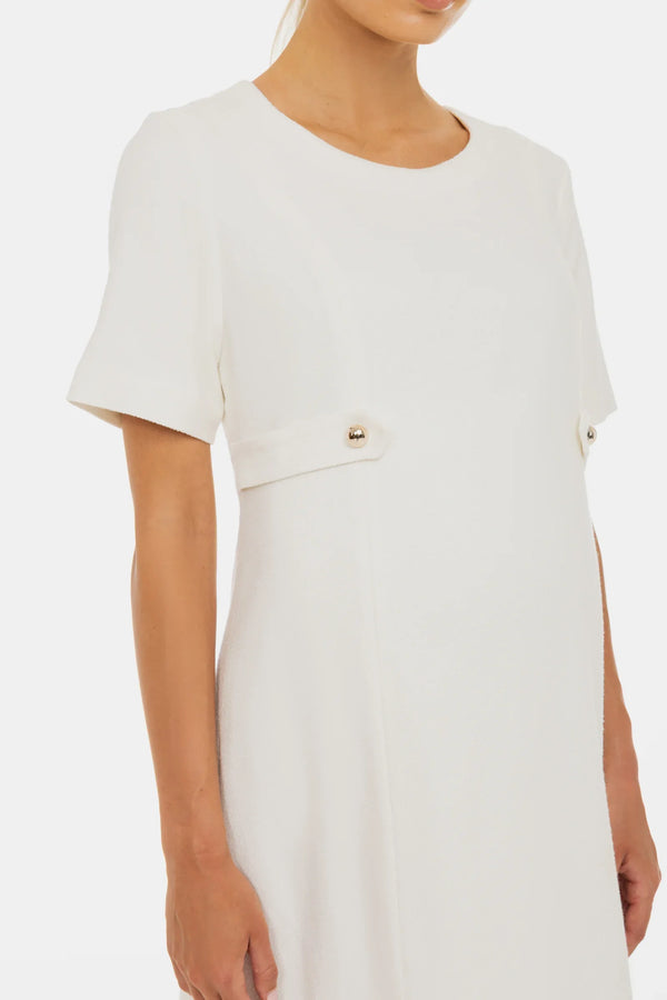 Rochie pentru gravide din stofă boucle cu detalii elegante aurii