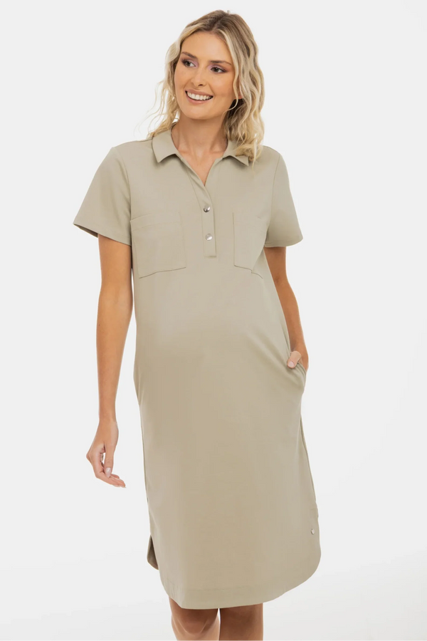 Rochie elastică pentru gravide și alăptare – bej