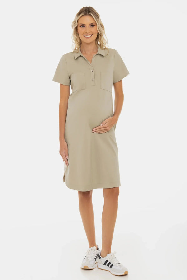 Rochie elastică pentru gravide și alăptare – bej