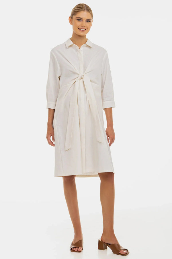 Rochie-cămașă pentru gravide și alăptare din amestec de in și bumbac