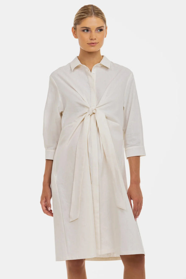 Rochie-cămașă pentru gravide și alăptare din amestec de in și bumbac