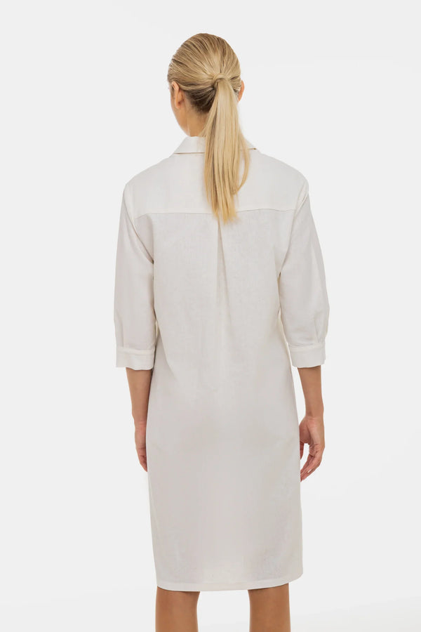 Rochie-cămașă pentru gravide și alăptare din amestec de in și bumbac