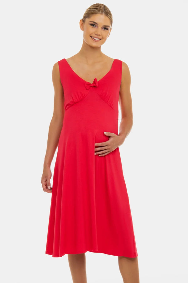 Rochie vaporoasă pentru gravide cu volane și fundă – fucsia