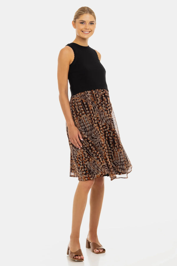 Rochie elegantă cu top din bumbac rib și fustă vaporoasă