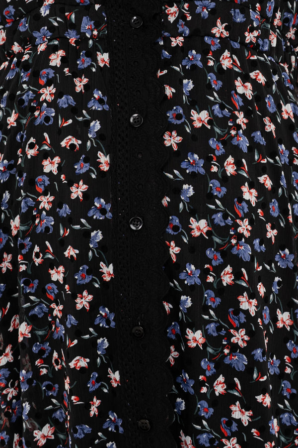 Rochie lungă din șifon cu imprimeu floral mărunt - lavandă