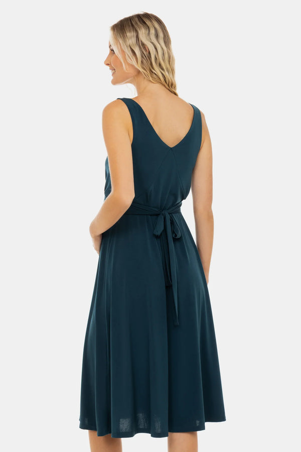 Rochie vaporoasă pentru gravide cu volane și fundă – turcoaz