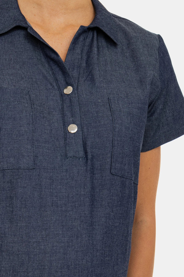 Rochie-cămașă din denim pentru gravide și alăptare