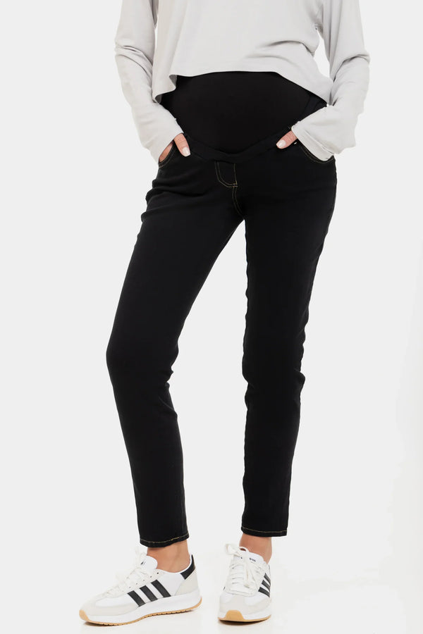 Blugi mulați elastici pentru gravide - negri
