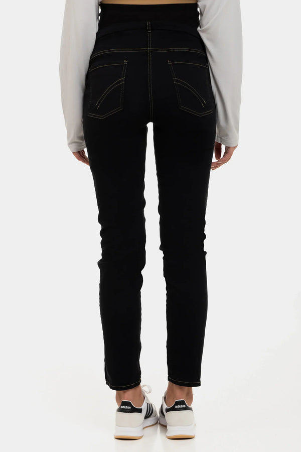 Blugi mulați elastici pentru gravide - negri