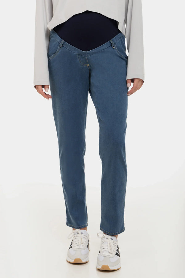 Blugi mulați elastici pentru gravide - albastri