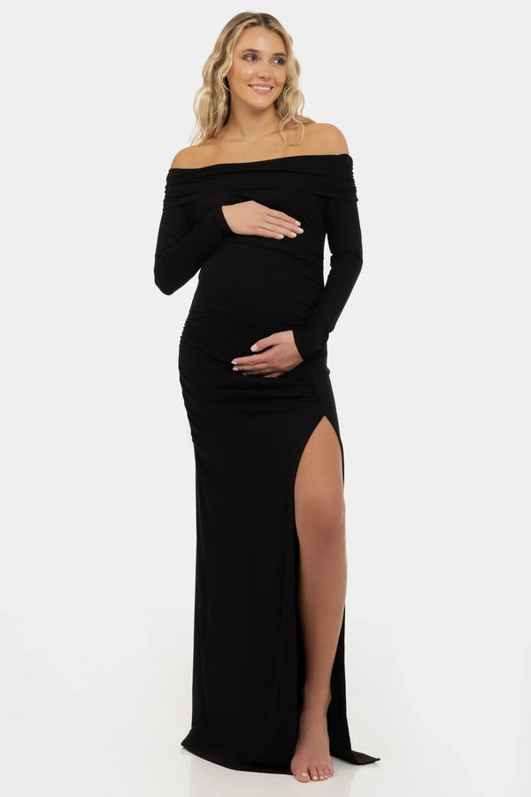 Rochie elegantă neagră cu umeri goi