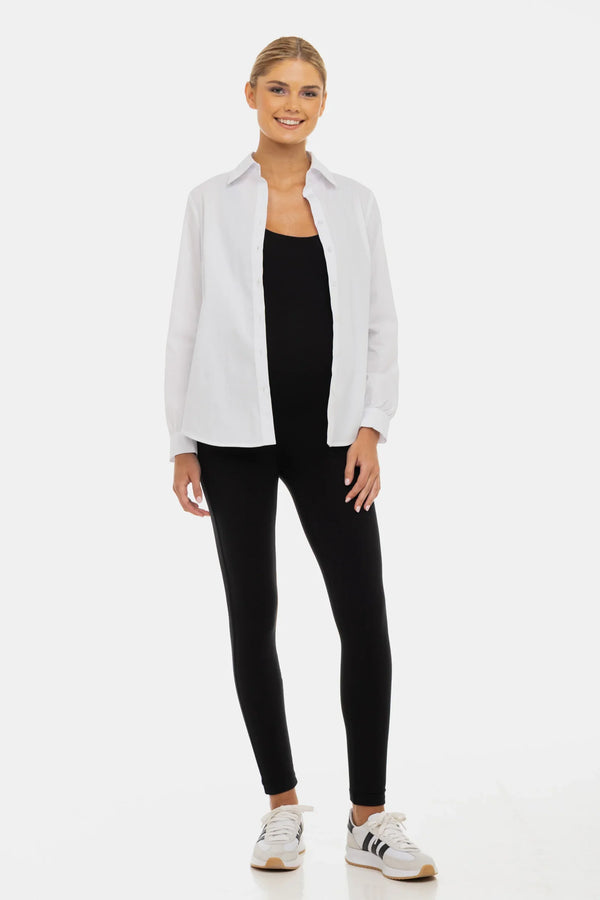 Cămașă din bumbac 2 în 1 pentru gravide și alăptare – albă