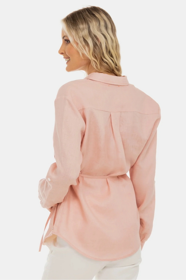 Cămașă din in pentru gravide și alăptare – roz