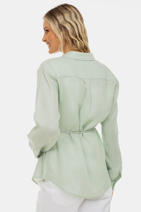 Cămașă din in pentru gravide și alăptare – mentă deschisă