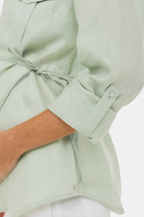 Cămașă din in pentru gravide și alăptare – mentă deschisă