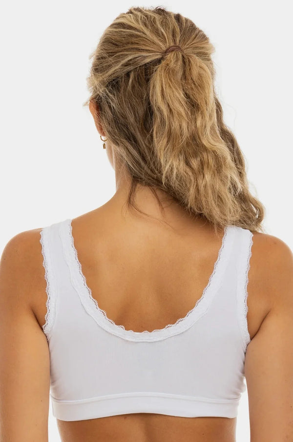 Sutien de alăptare și maternitate din bumbac cu dantela - alb
