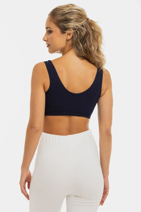 Sutien din bumbac pentru alăptare și gravide - albastru închis