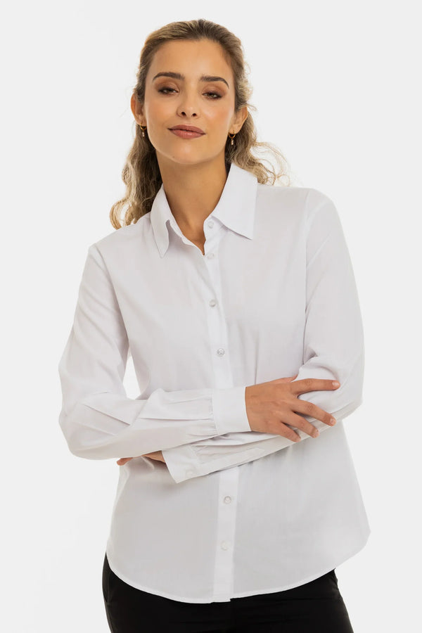 Cămașă din bumbac 2 în 1 pentru gravide și alăptare – albă